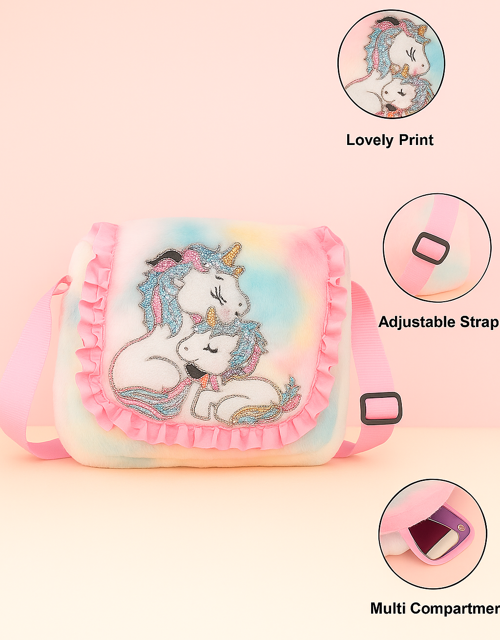 Girls Sling Bag Unicorn Bag for Girls Kids Sling Bag for Kids Purse for Girls Side Bag for Kids
