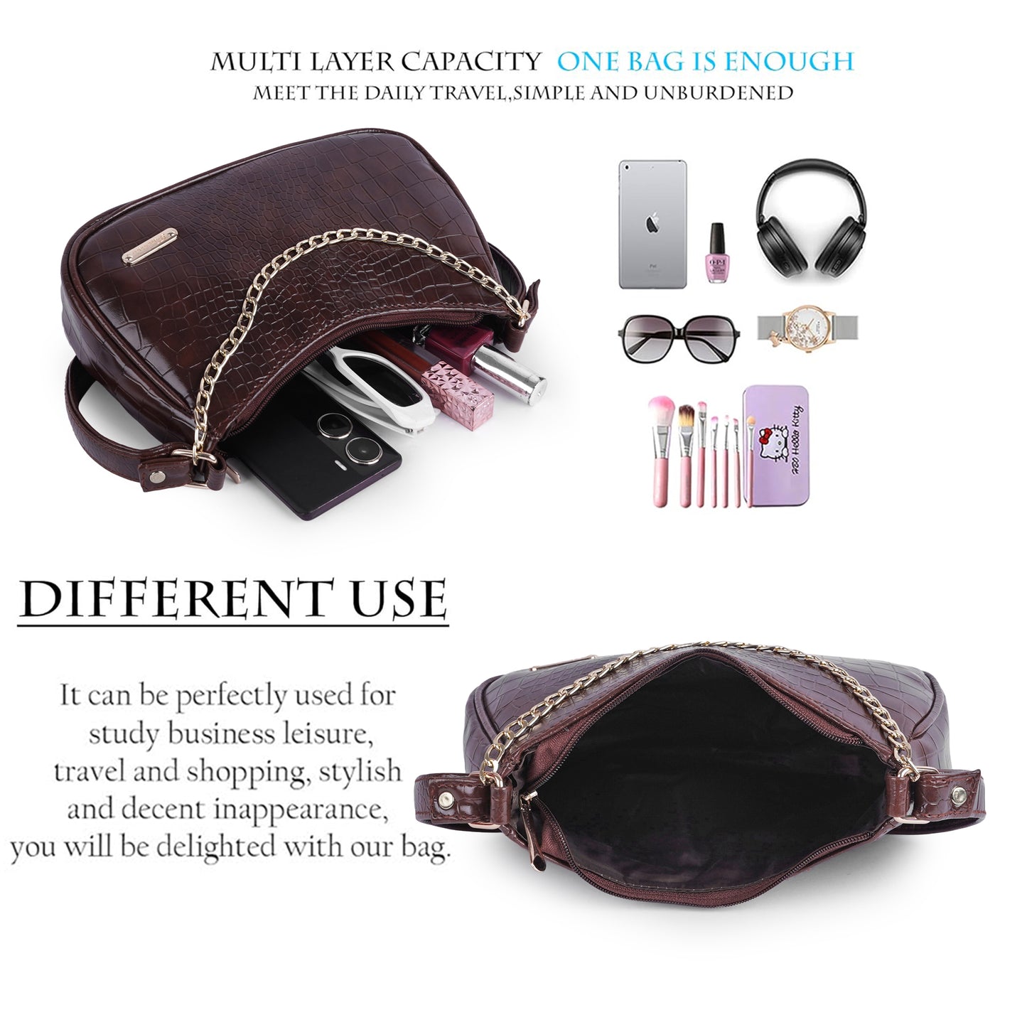 Latest Cross Body Sling Bag for Woman Croco Design Ladies Sling Bags for Women Stylish Purse for Women Sling Bag