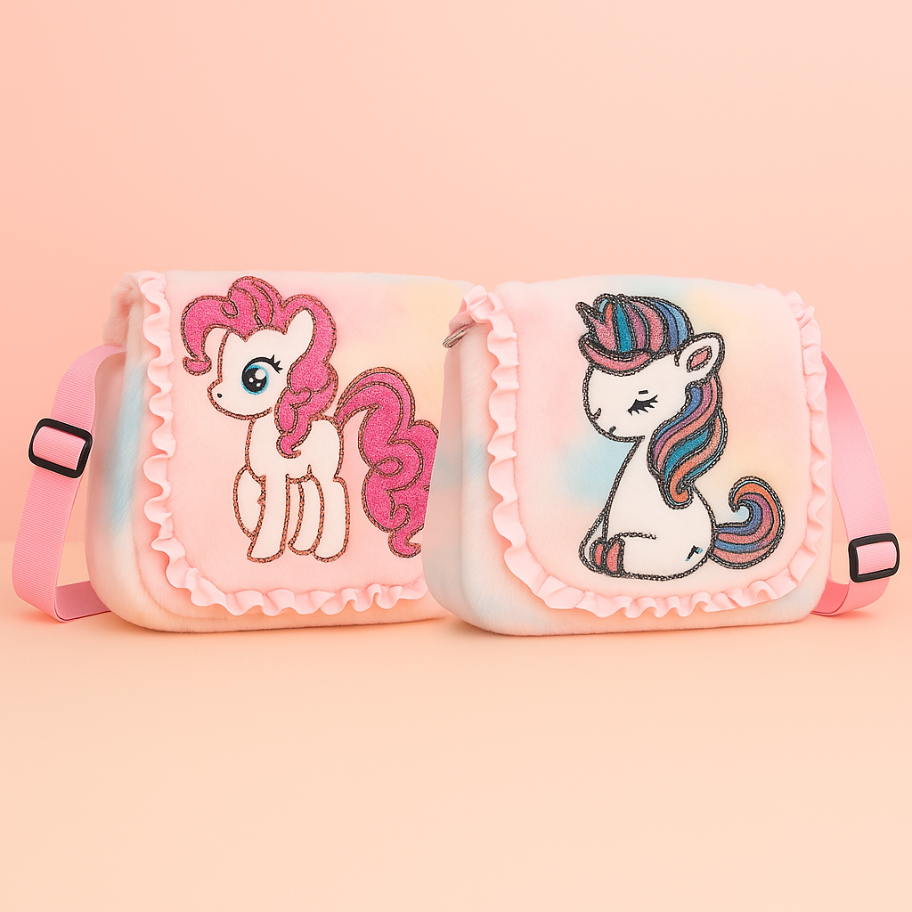 Girls Sling Bag Beautiful Sling Bag for Girls Kids Combo Cute Fur Side Bag