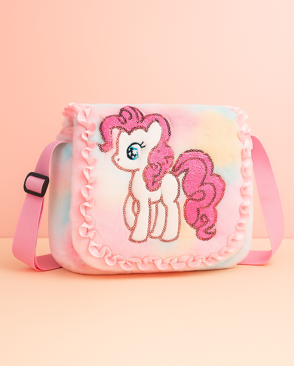 Pink Girls Sling Bag Stylish Unicorn Bag Small Bag for Kids Cute Bag for Girls Fur Toy Slingbag