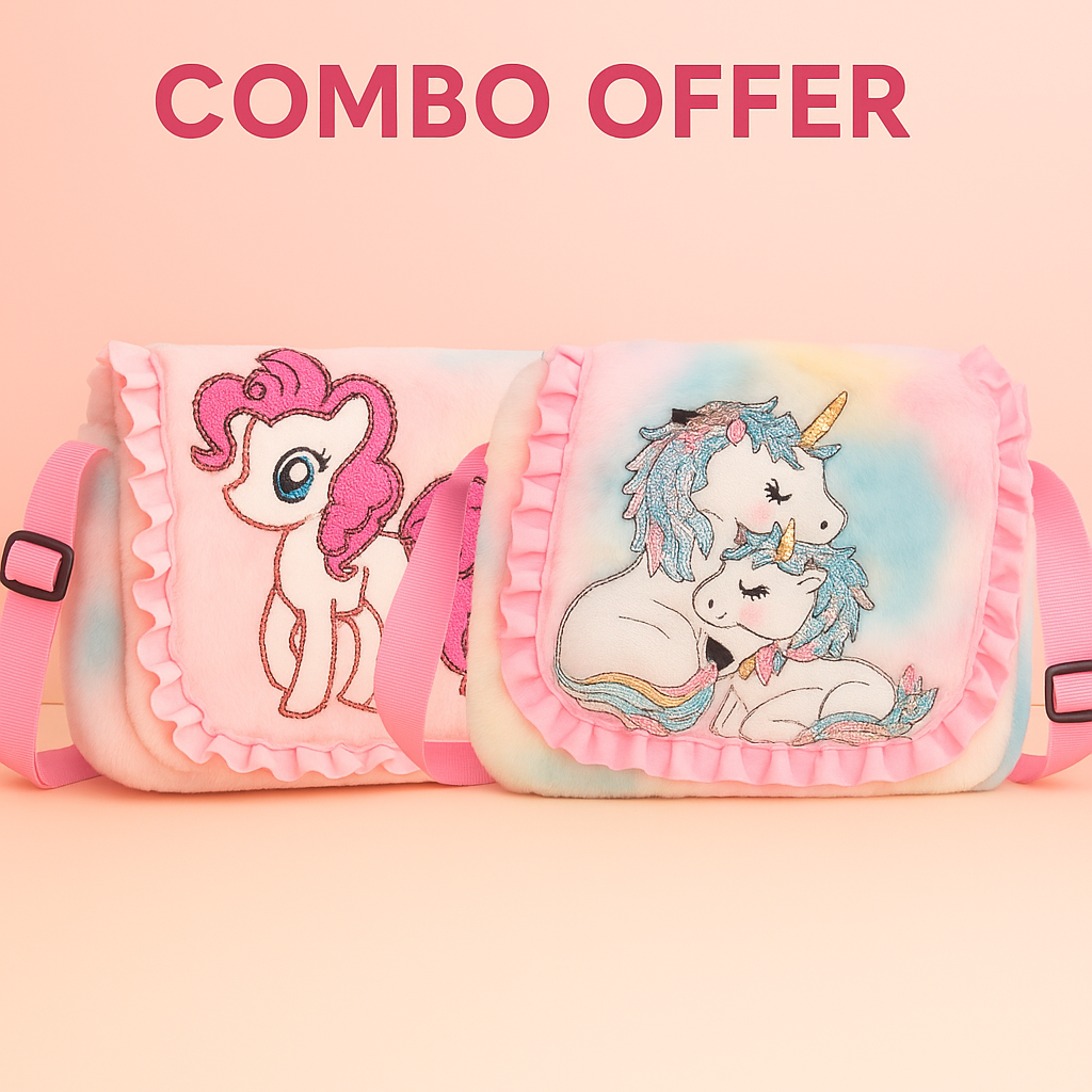 Girls Sling Bag Cute Sling Bag Combo for Girls Unicorn Bag for Kids Crossbody Unicorn Slingbag  (Pack of 2)