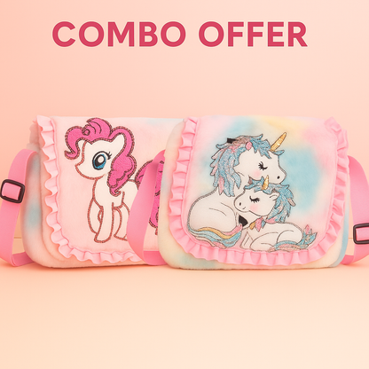 Girls Sling Bag Cute Sling Bag Combo for Girls Unicorn Bag for Kids Crossbody Unicorn Slingbag  (Pack of 2)
