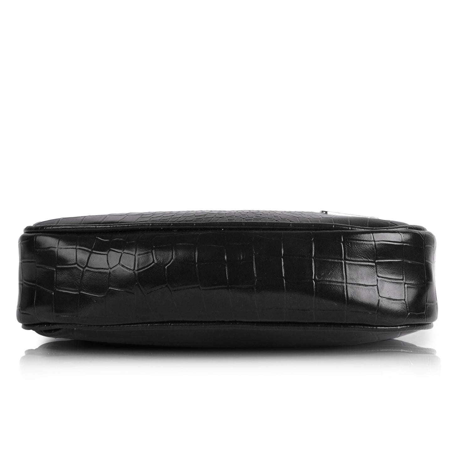 Stylish Black Leather Sling Bag for Women Round Sling Bag for Women Croco Design Side Handbag