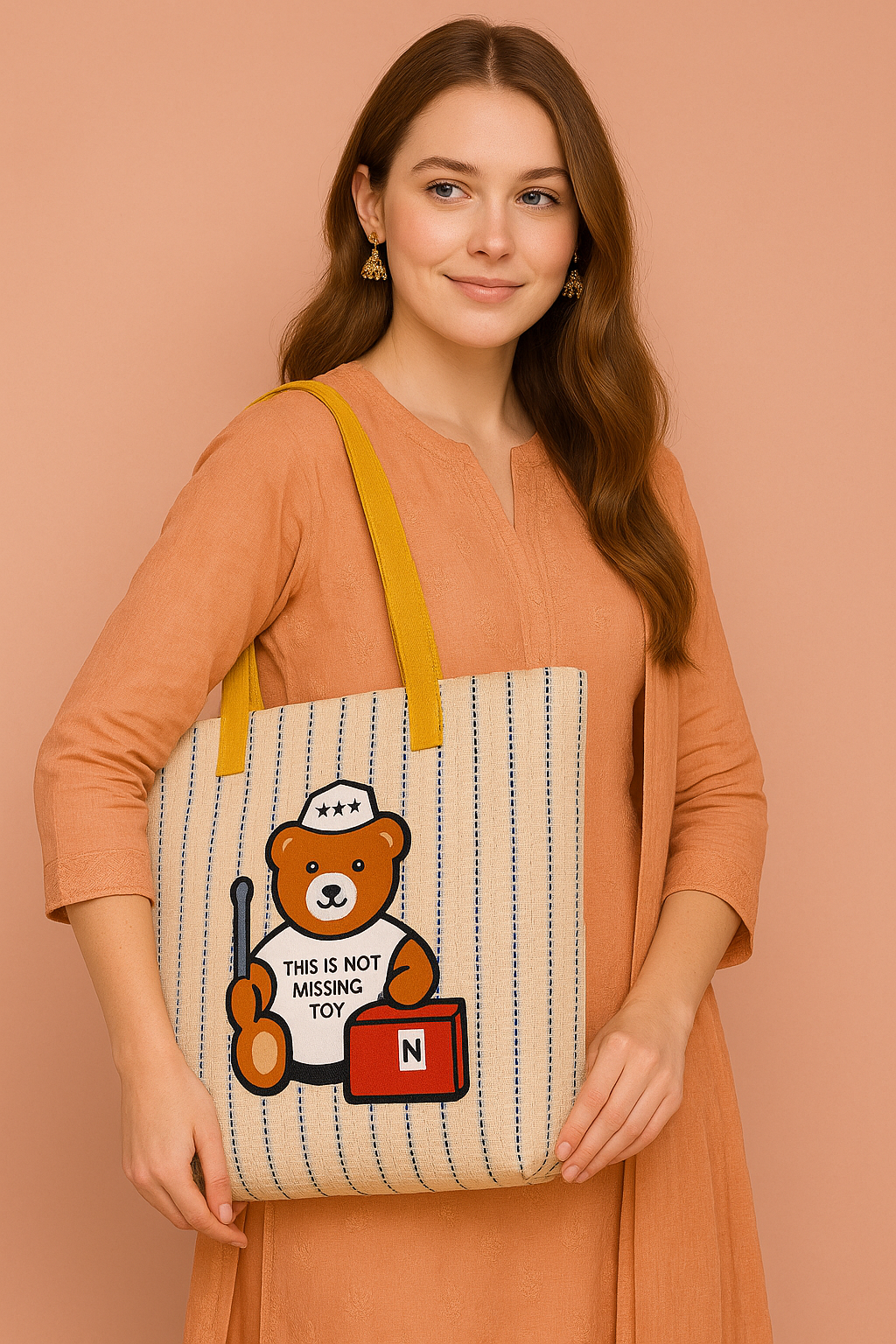 Stylish Jute Handbag for Woman Big Size Teddy Design Shoulder Handbag for Woman Ladies Purse College Handbag for Girls