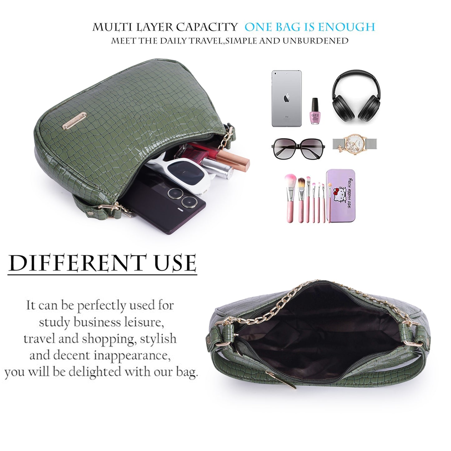 Designer Green Sling Bags for Women Stylish Ladies Side Bag Women Sling Bags