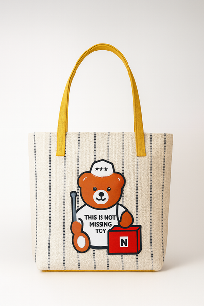 Stylish Jute Handbag for Woman Big Size Teddy Design Shoulder Handbag for Woman Ladies Purse College Handbag for Girls