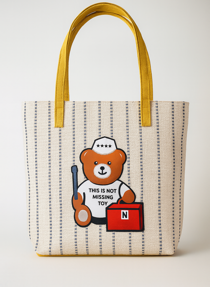 Stylish Jute Handbag for Woman Big Size Teddy Design Shoulder Handbag for Woman Ladies Purse College Handbag for Girls