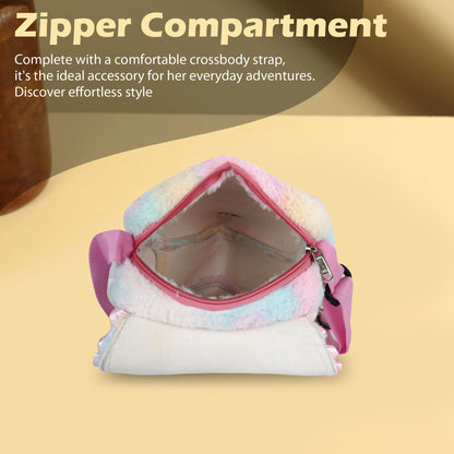 Pink Girls Sling Bag Stylish Unicorn Bag Small Bag for Kids Cute Bag for Girls Fur Toy Slingbag