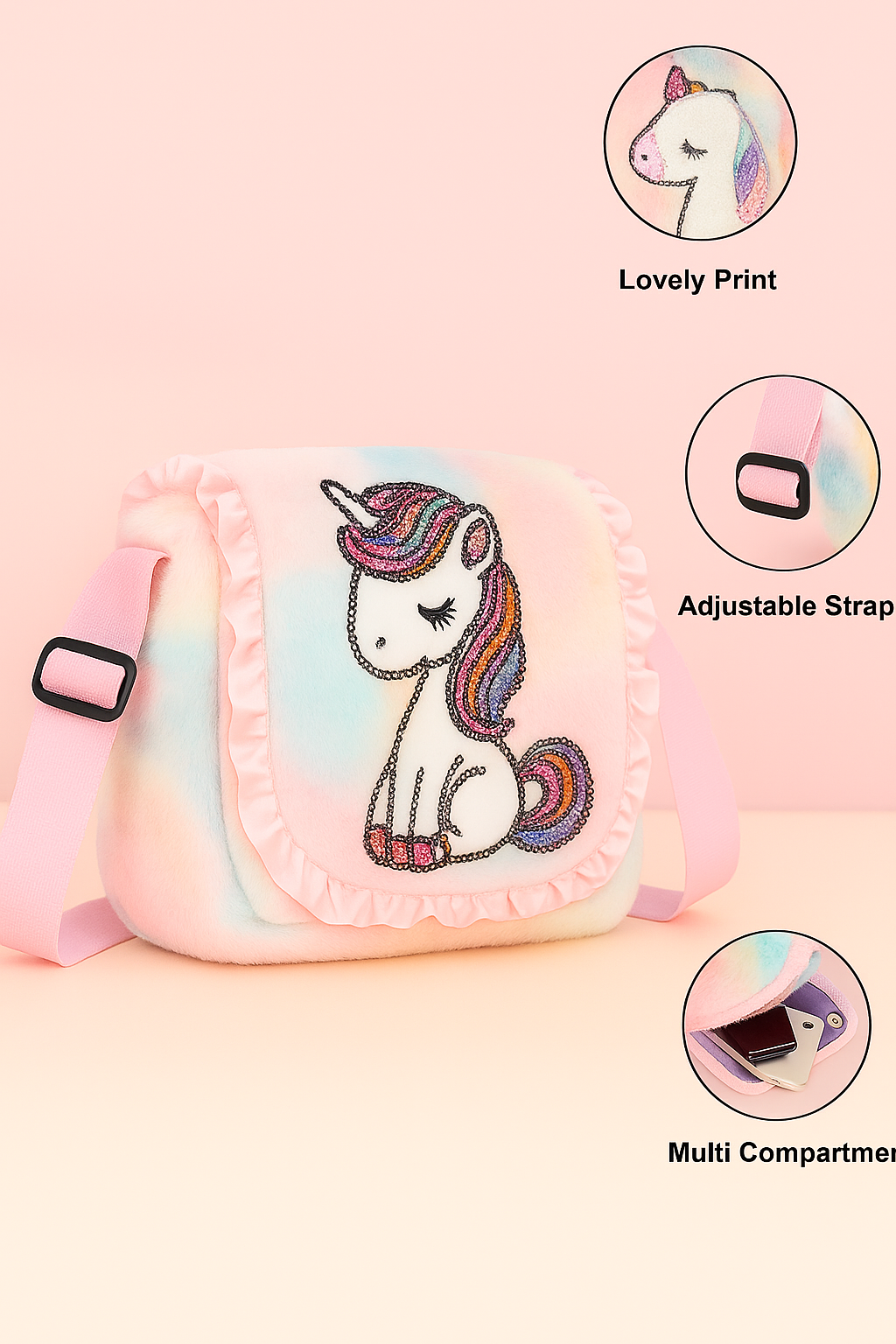Girls Sling Bag Beautiful Sling Bag for Girls Kids Unicorn Bag for Girls Crossbody Bag Bags