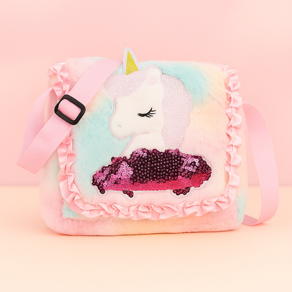 Girls Sling Bag Cute Sling Bag for Kids Fur Side Bag for Kids Slingbag Girls  (Pack of 2)