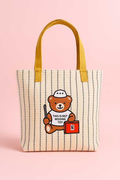 Stylish Jute Handbag for Woman Big Size Teddy Design Shoulder Handbag for Woman Ladies Purse College Handbag for Girls